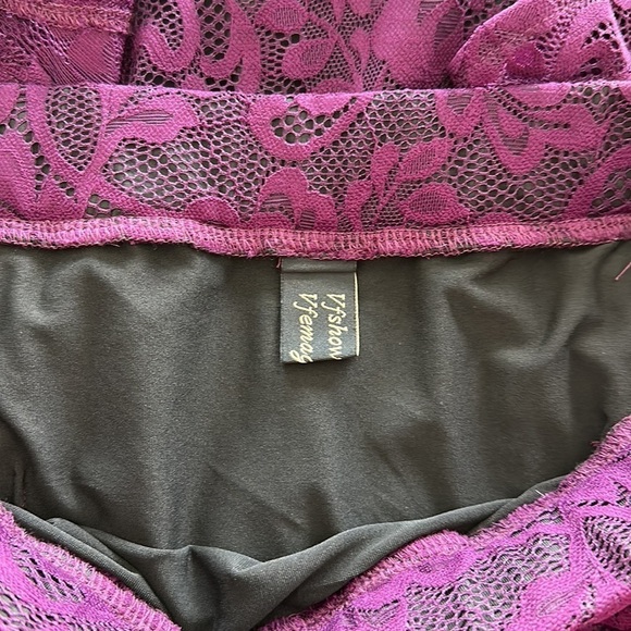 Purple Lace Off Shoulder Ruffle Bell Sleeve Formal Dress Sz XS - Picture 5 of 7